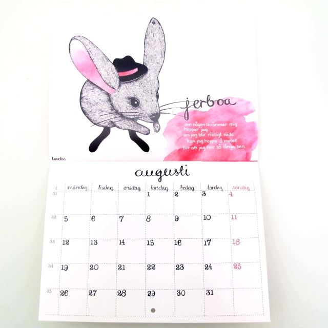 Djurkalendern, Tovelisa, Tove Larris, illustration, kalender 2013